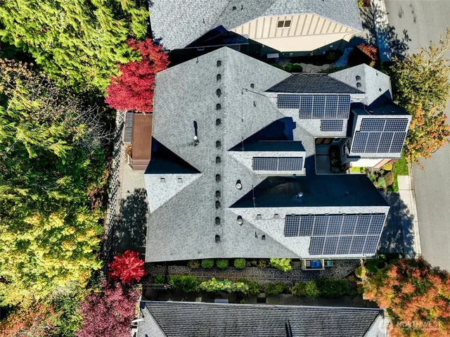 an aerial view of a house