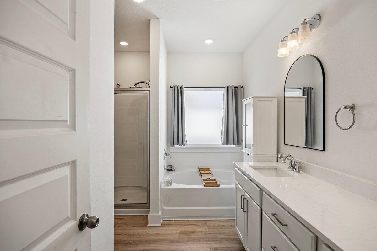 211 Lyla Lane Crestview, FL 32539 - Photo 20 of 38 a bathroom with a double vanity sink mirror and shower