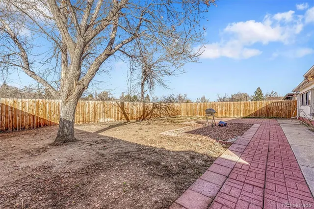 a view of a yard with an trees