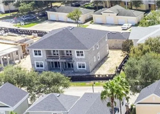 an aerial view of a house