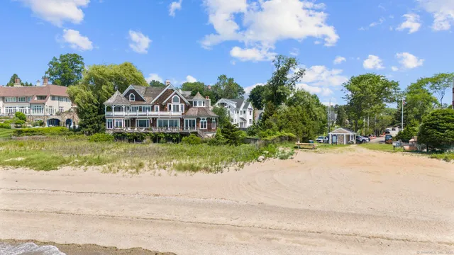 an outdoor space with furniture