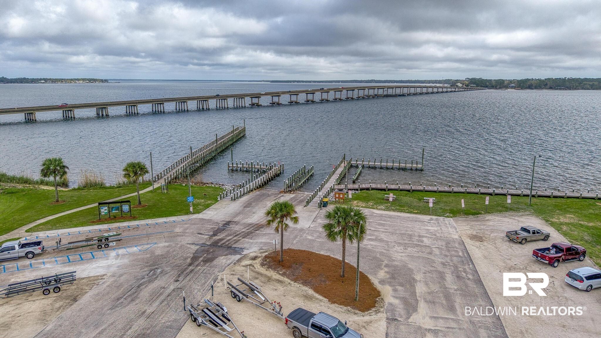 32875 Faircloth Road Lillian, AL 36549 - Photo 78 of 85 Aerial view of a large body of water and a notable bridge