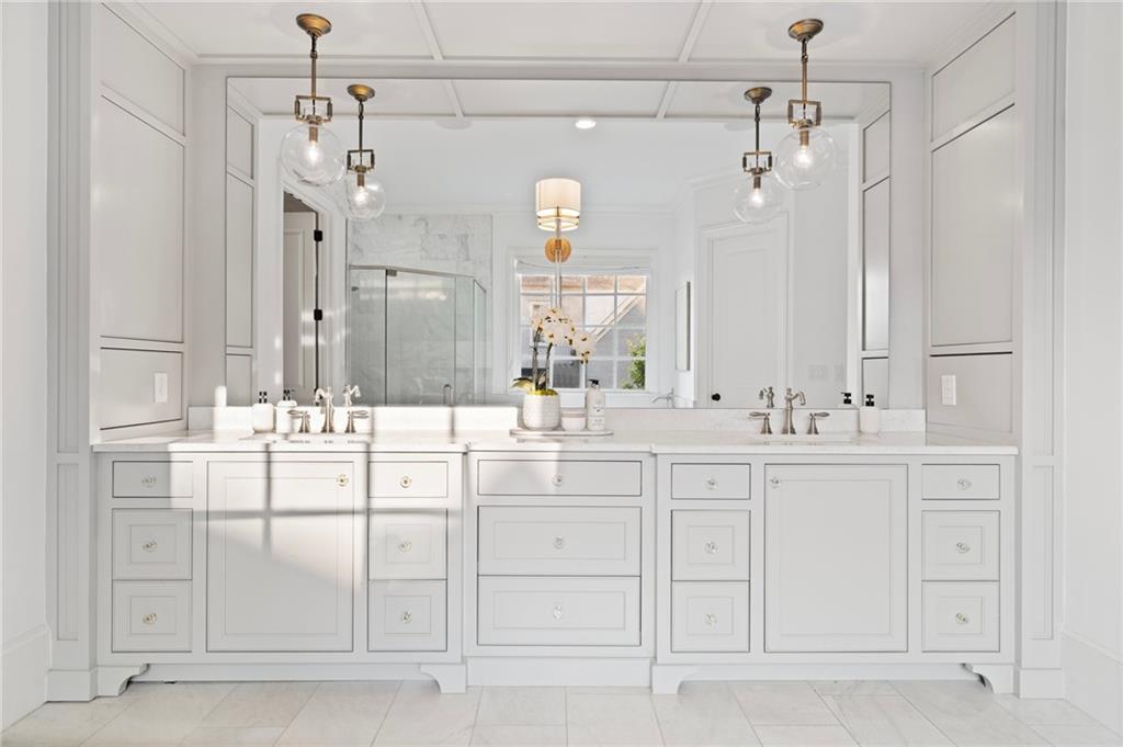 3213 Balley Forrest Drive Milton, GA 30004 - Photo 32 of 90 a bathroom with double vanity sink and a mirror