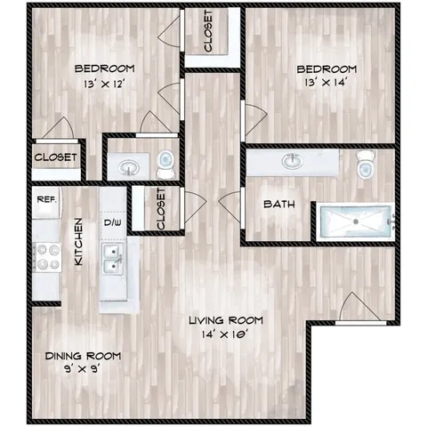 a bathroom with a bathtub and a toilet