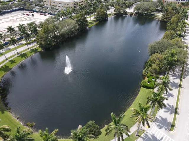 a view of a lake with outdoor space