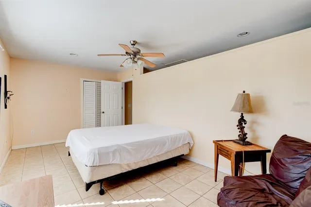a view of a porch with wooden floor