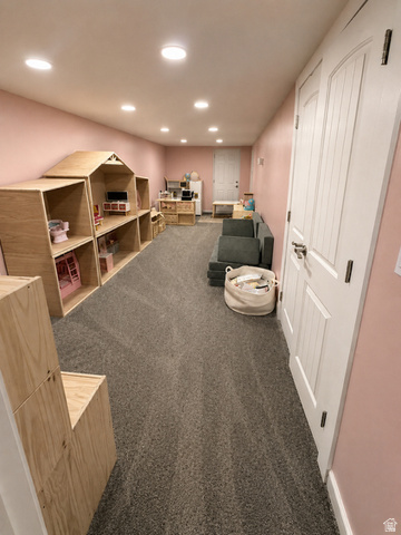 303 North Main Street Grace, ID 83241 - Photo 18 of 22 Long room featuring recessed lighting, light pink walls, and gray carpet flooring