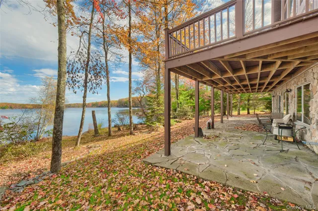 a view of a porch with a backyard
