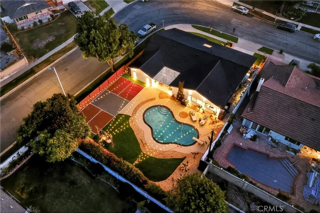 an aerial view of a house
