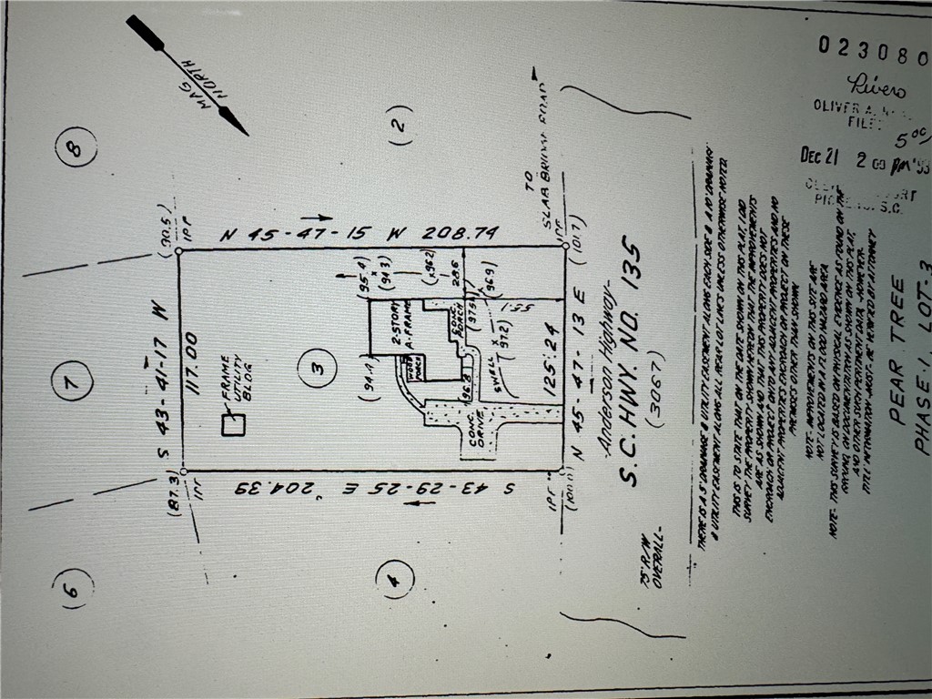 3067 Anderson Highway Liberty, SC 29657 - Photo 32 of 32 This plat map illustrates the lot boundaries and utility easements for the property.