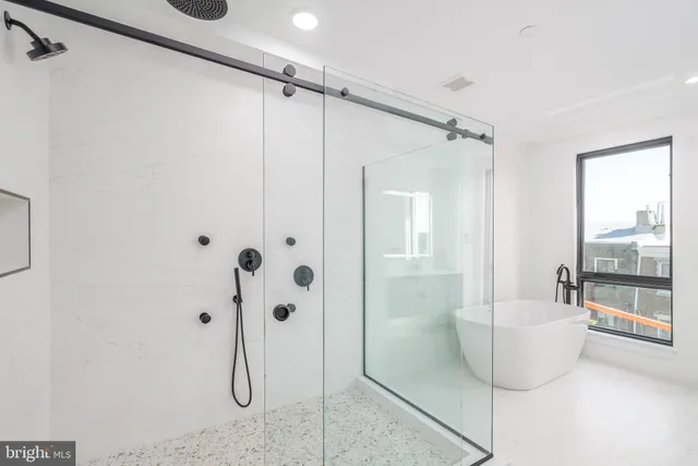 a bathroom with a shower