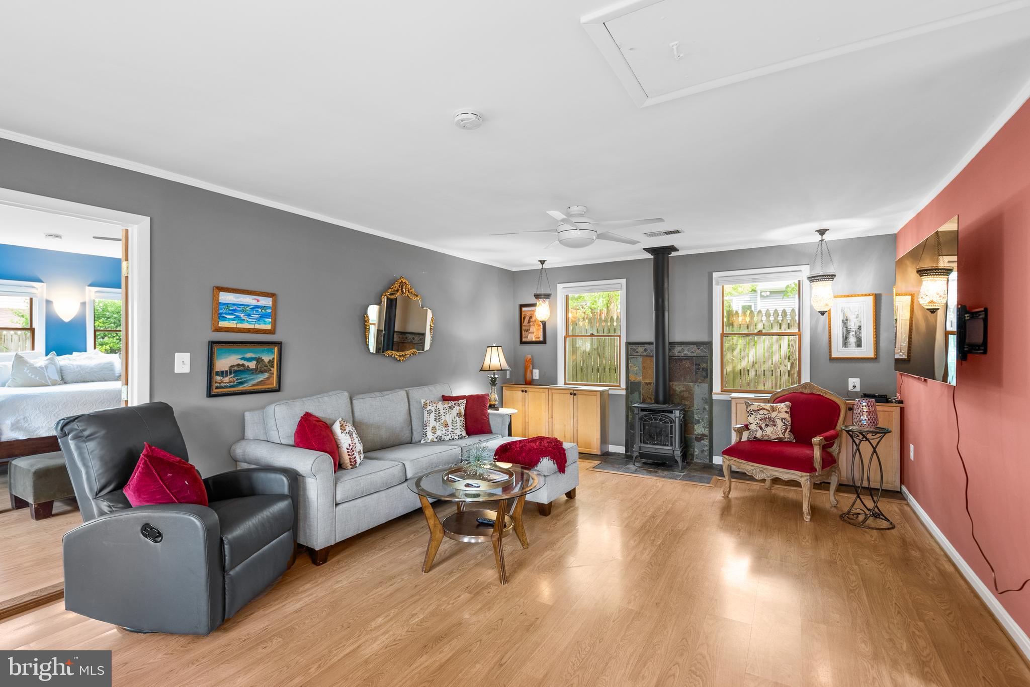 3 McKay Circle Cabin John, MD 20818 - Photo 15 of 52 Living Room with Propane Stove