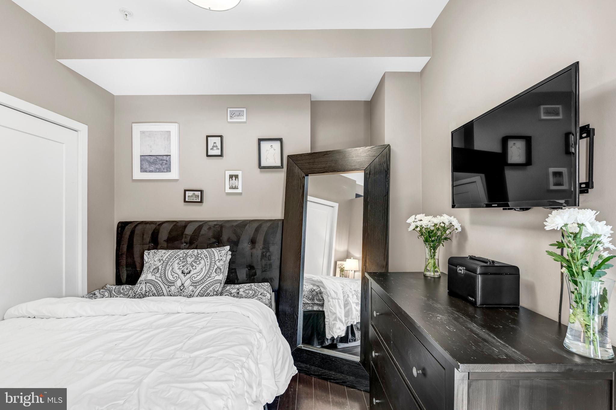 1320 Fenwick Lane, Unit 304 Silver Spring, MD 20910 - Photo 64 of 64 a bedroom with a bed potted plant and a television