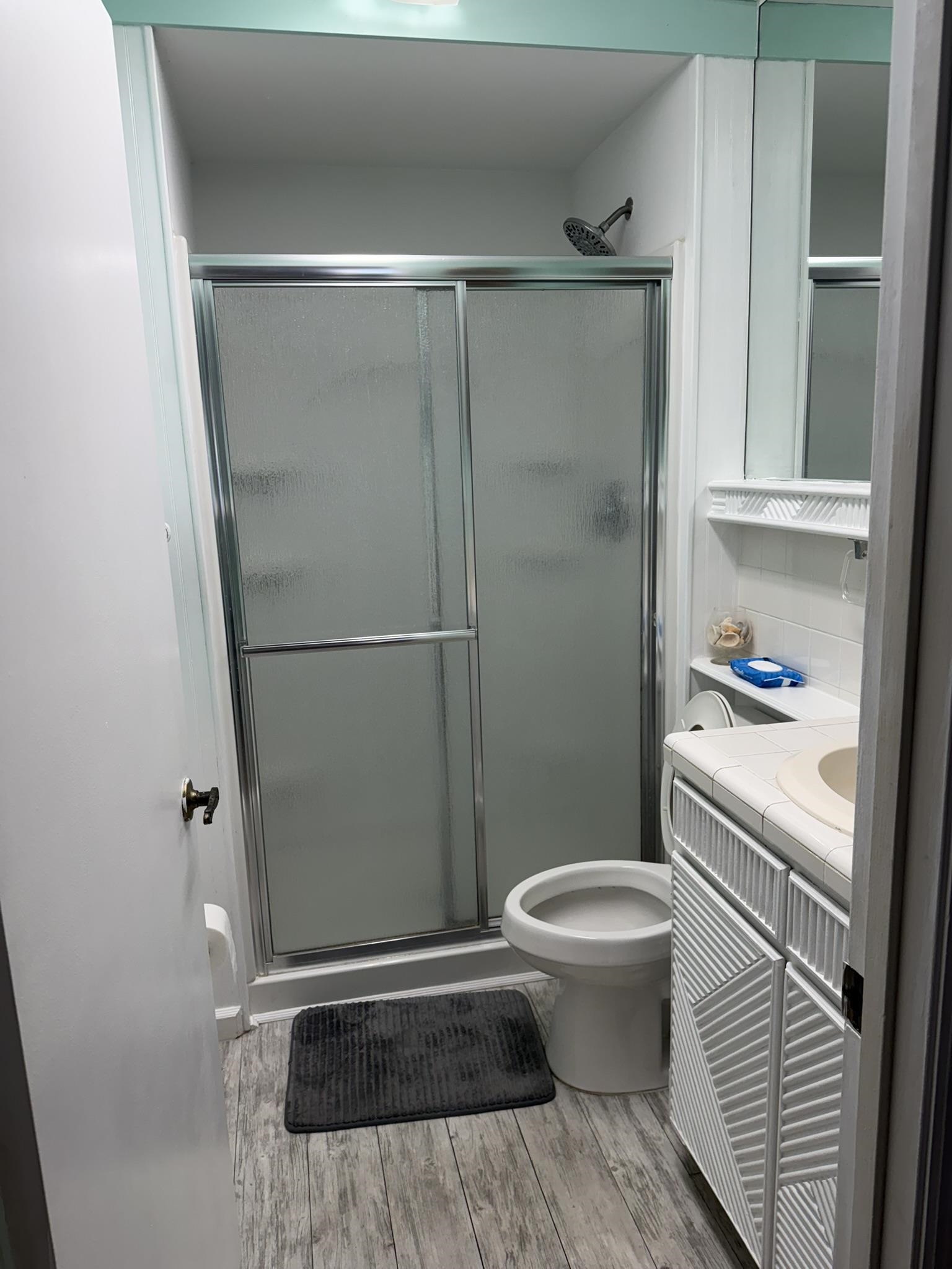 404 Fifteenth Street St. Augustine, FL 32084 - Photo 13 of 23 a bathroom with a toilet and a shower