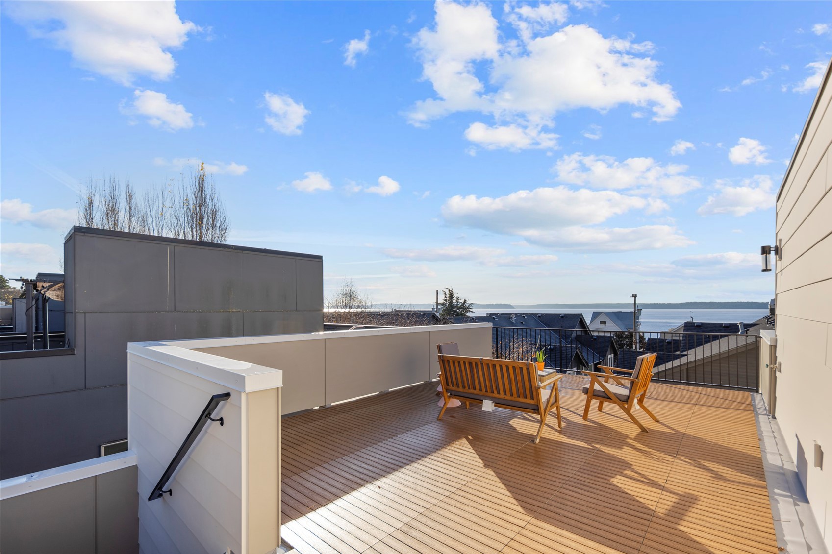 a view of a terrace with furniture