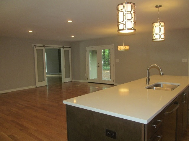 4003 Hope Valley Road Durham, NC 27707 - Photo 11 of 20 The kitchen is open to the Living/Dining area. French style doors lead out to deck. Living Room