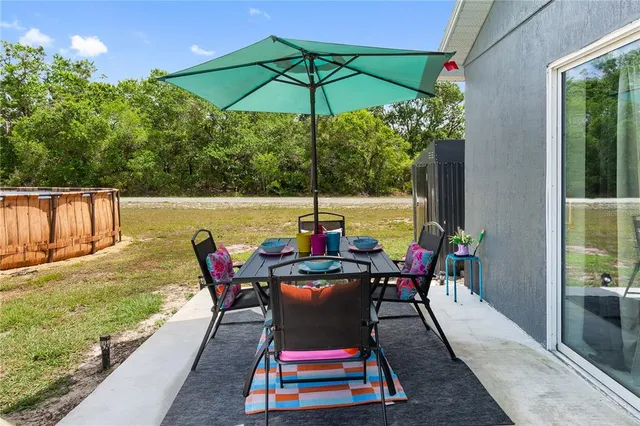 a outdoor view with a sitting space