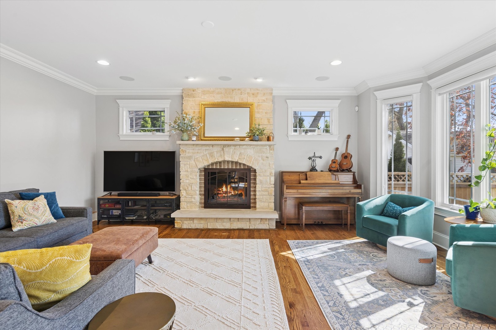 700 Swain Avenue Elmhurst, IL 60126 - Photo 6 of 33 a living room with furniture and a fireplace