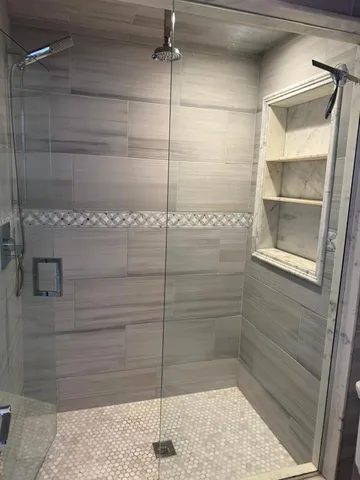 a bathroom with a shower