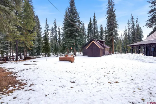 a view of a park with chairs