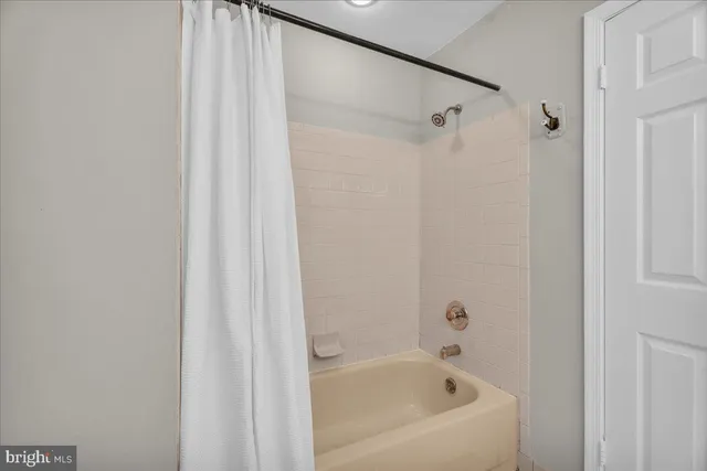 a bathroom with a bathtub