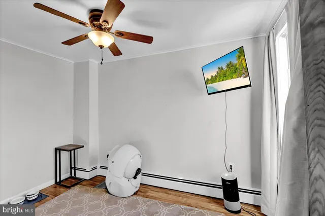 a view of workspace with fan