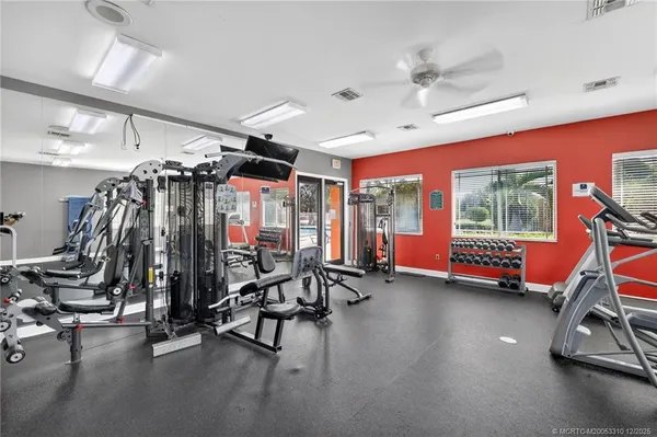 a view of a room with gym equipment
