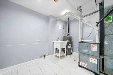 a view of a room with shelves