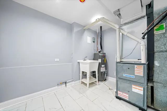 a view of a room with shelves