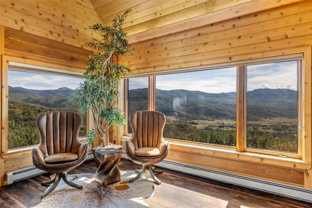 a view of a balcony with a swing