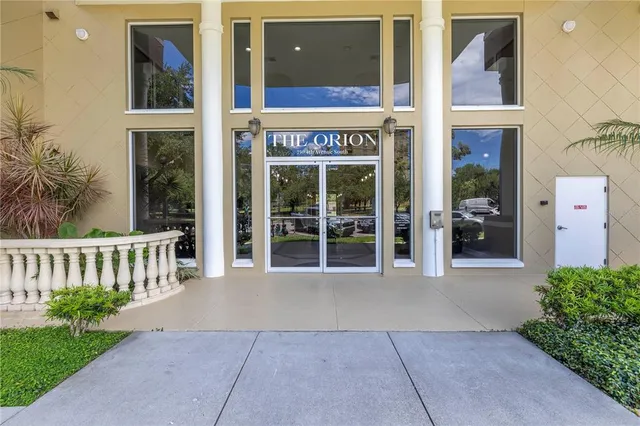 front view of a building with a glass door