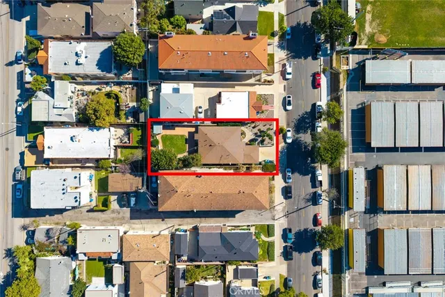 an aerial view of multiple houses