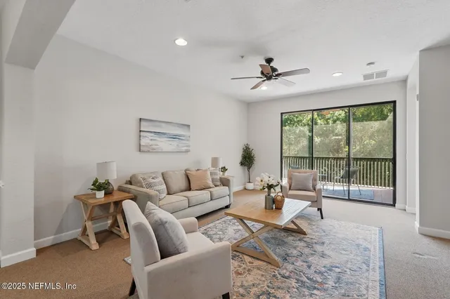 a living room with furniture