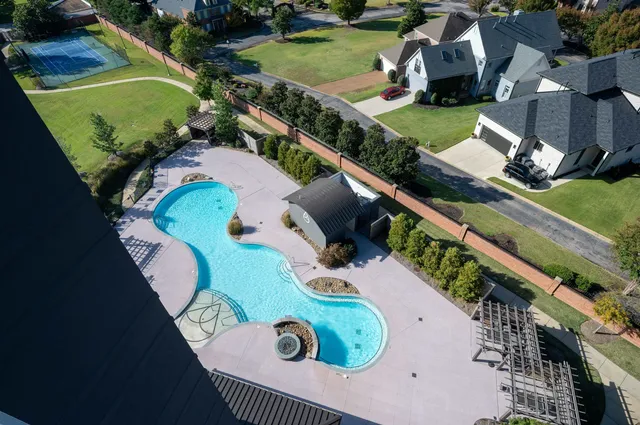 an aerial view of a house having outdoor space