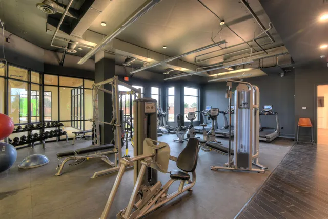 a view of a room with gym equipment