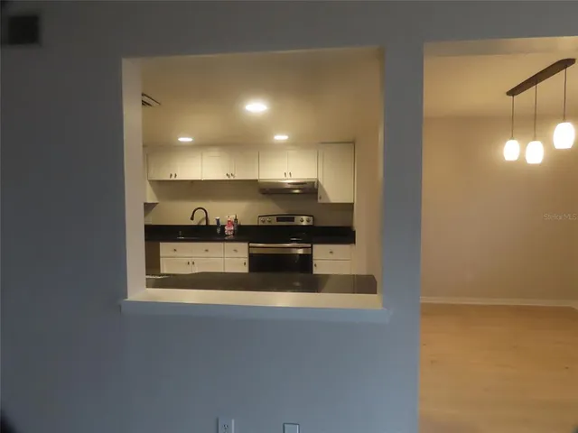 a view of kitchen with an oven