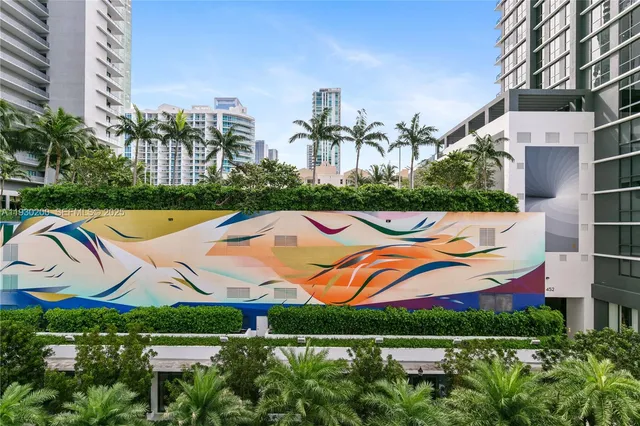 an aerial view of a multi story building