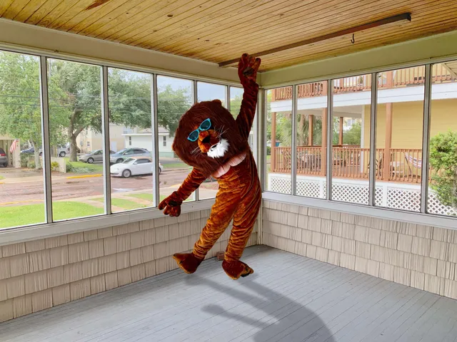 a sitting area with furniture
