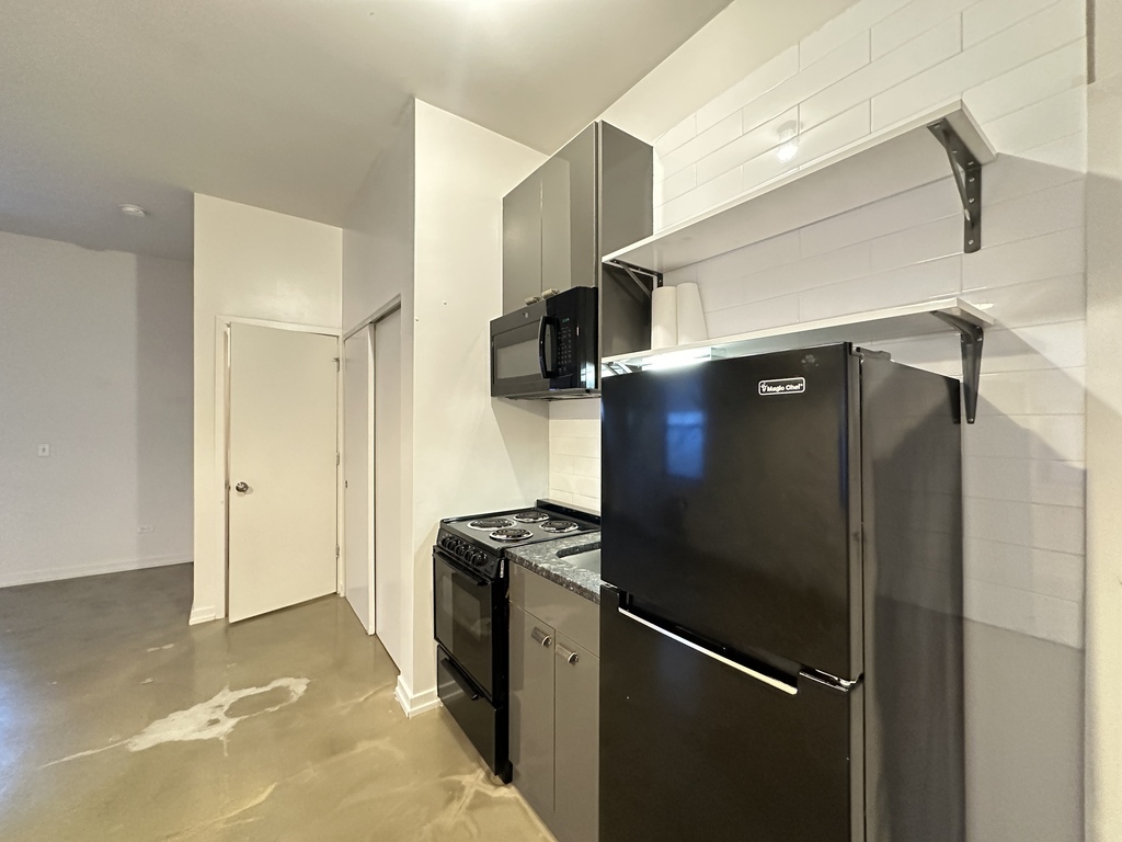 1136 West Wilson Avenue, Unit 217 Chicago, IL 60640 - Photo 4 of 19 a kitchen with stainless steel appliances granite countertop a refrigerator and a stove