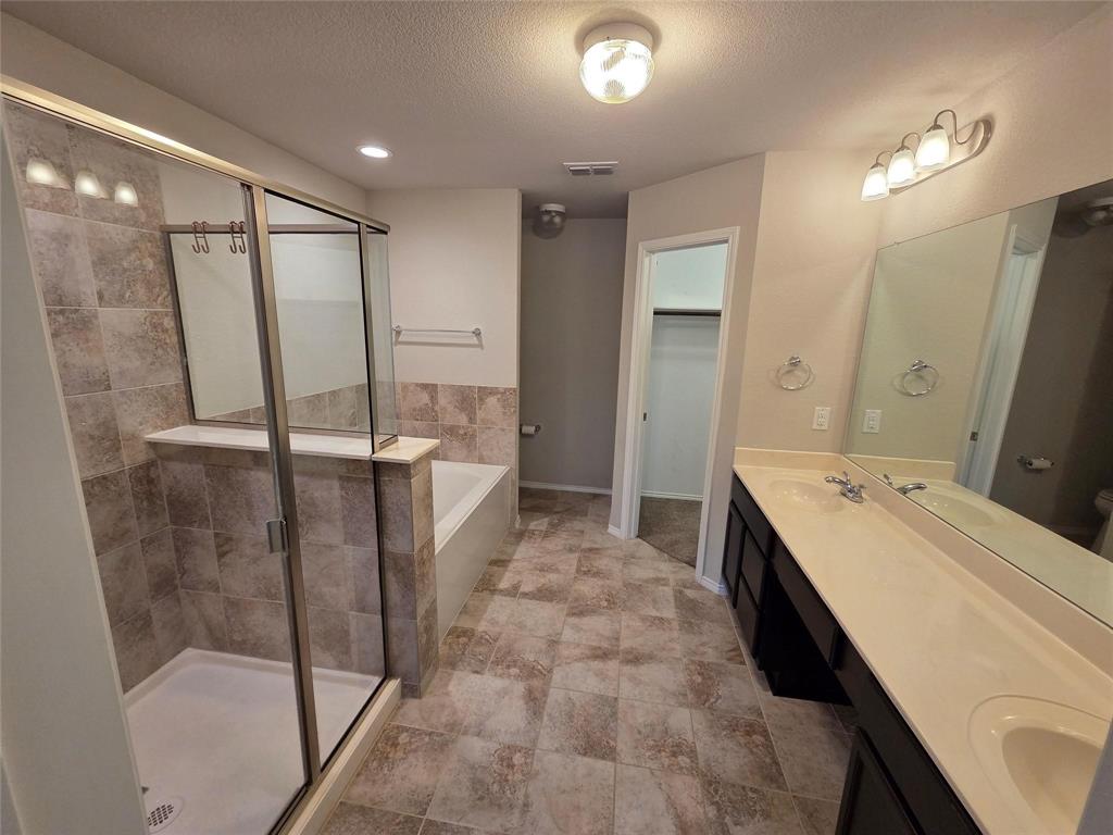7504 Boat Wind Road Fort Worth, TX 76179 - Photo 11 of 17 a bathroom with a sink a mirror and a shower