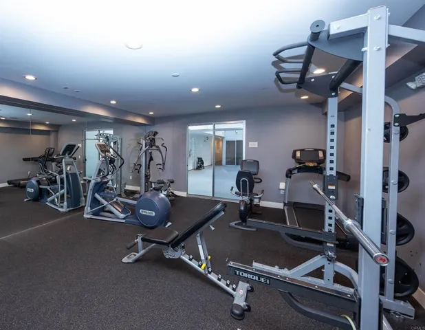 a view of a room with gym equipment