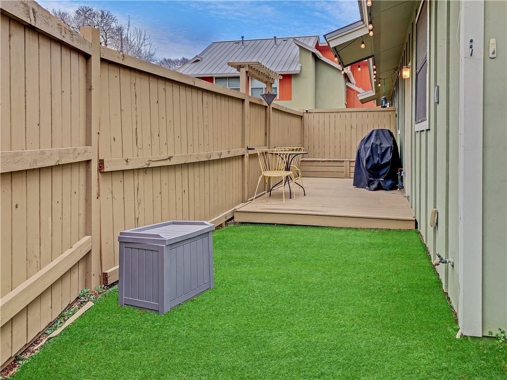4120 Valley View Road, Unit A Austin, TX 78704 - Photo 17 of 18 Rear yard with artificial lawn and gate