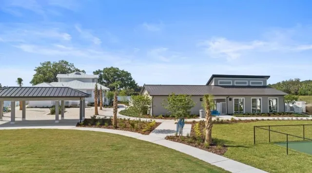a view of a lake with a terrace