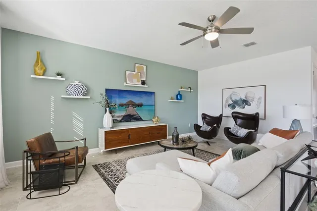 a living room with furniture