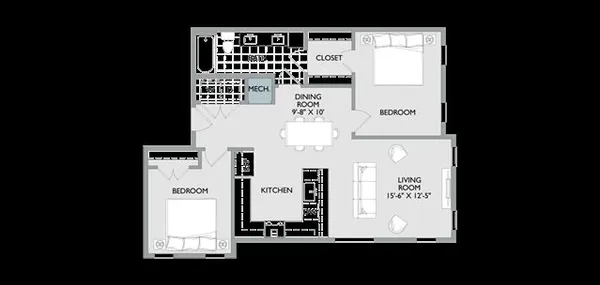 a bedroom with furniture and a flat tv screen