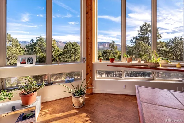 a outdoor view with a sitting space