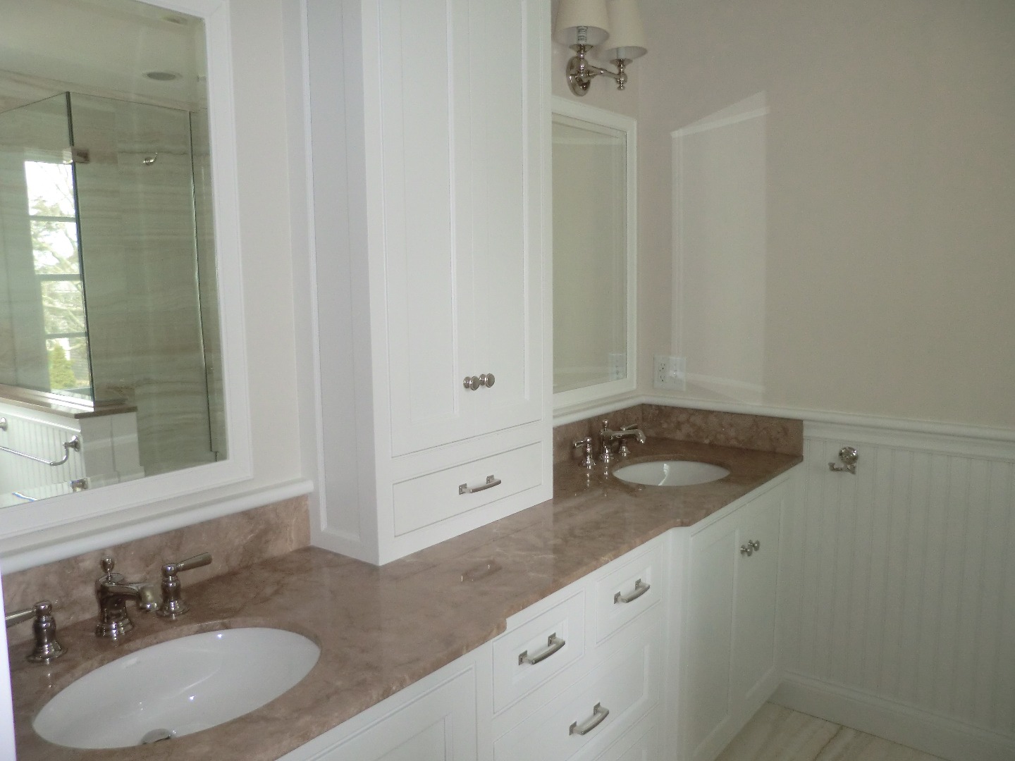 114 South Summer Street Edgartown, MA 02539 - Photo 38 of 102 a bathroom with a granite countertop sink and a mirror