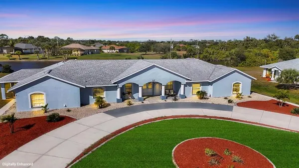 a view of a swimming pool with a porch