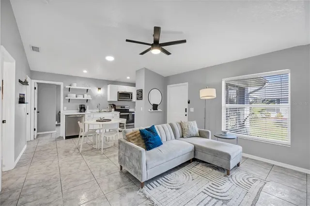 a view of a lake from a yard