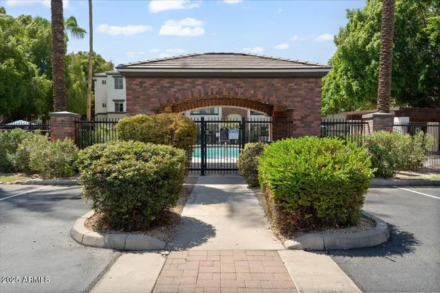 a view of a city with lawn chairs
